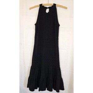 London Times Women's Dress Crochet Lace Halter Sleeveless Black Size XS